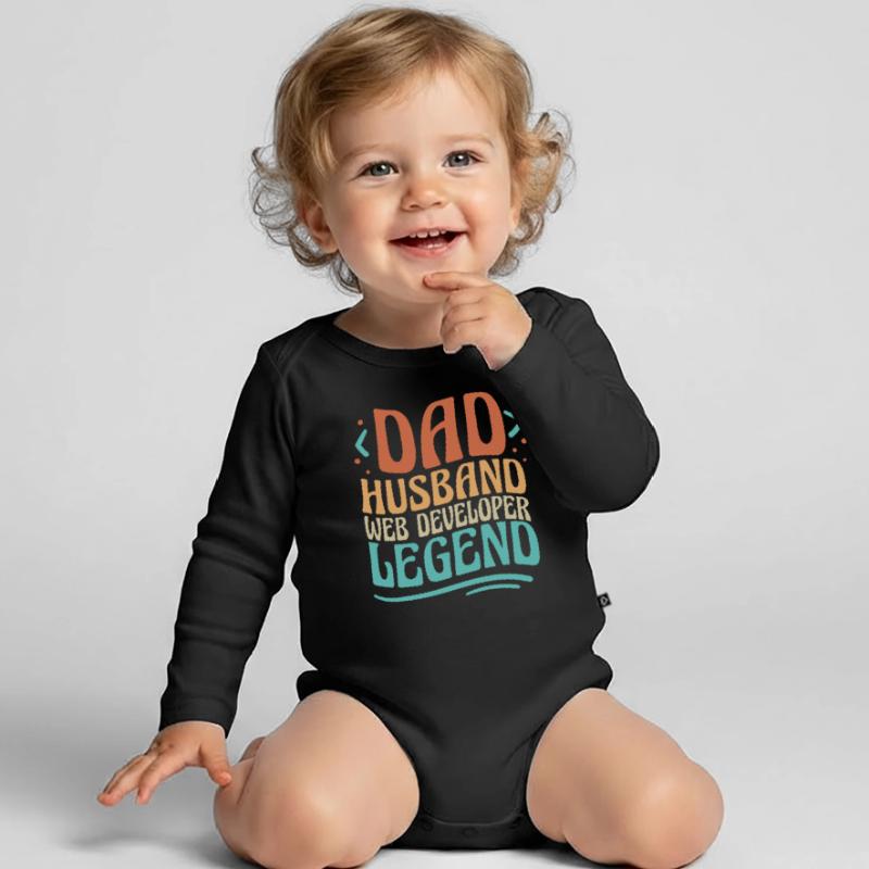 Web Developer Web Developer Father Organic Longsleeve Baby Bodysuit
