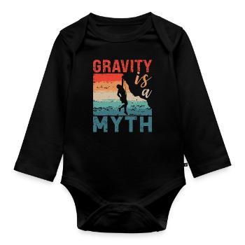 L’escalade intérieure La gravité est un mythe Rétro Bloc - Body Bébé bio manches longues - noir - Devant