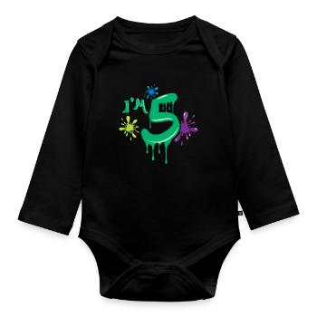 Kids Age 5 Year Old Slime Lover Kid Slime - Organic Longsleeve Baby Bodysuit - black - Front