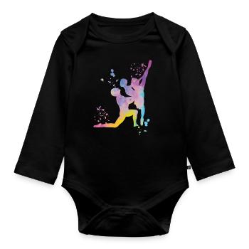 Ballet Danse Couple Femme Ballerine - Body Bébé bio manches longues - noir - Devant
