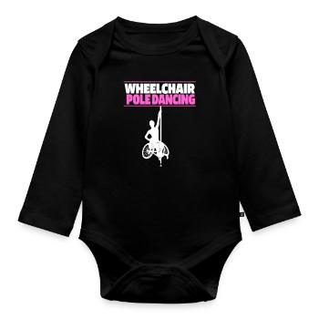 Pole Dancing Rollstuhl - Baby Bio-Langarm-Body - Schwarz - Vorne
