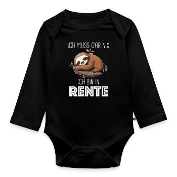 Ruhestand Rentner Rente Pension Renteneintritt - Baby Bio-Langarm-Body - Schwarz - Vorne