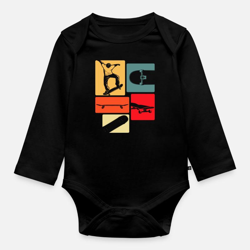 Cadeau Skateboarder Skateboarder - Body Bébé bio manches longues - noir