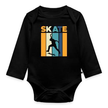 Skateboard Skate - Organic Longsleeve Baby Bodysuit - black - Front