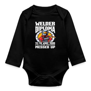 Welder Welding Sayings Profession - Organic Longsleeve Baby Bodysuit - black - Front