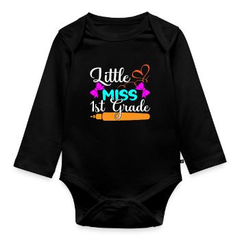 Hello 1st Grade Back To School First Day - Organic Longsleeve Baby Bodysuit - black - Front