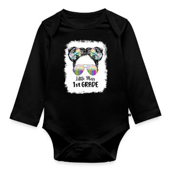 Hello 1st Grade Back To School First Day - Organic Longsleeve Baby Bodysuit - black - Front