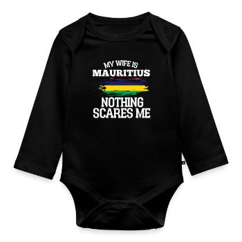 Mauritius - Organic Longsleeve Baby Bodysuit - black - Front