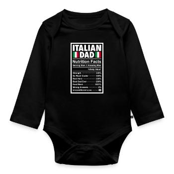Drôle Italie Cadeau Papa Italien - Body Bébé bio manches longues - noir - Devant