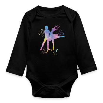 Ballet Dance Couple Woman Ballerina - Organic Longsleeve Baby Bodysuit - black - Front