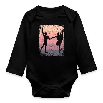 Ballett Tanz Paar Vintage Ballerina - Baby Bio-Langarm-Body - Schwarz - Vorne