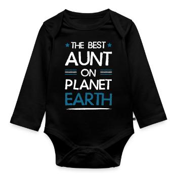 Meilleure tante disant - Body Bébé bio manches longues - noir - Devant