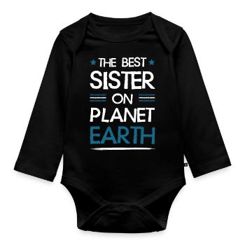 Beste Schwester Spruch - Baby Bio-Langarm-Body - Schwarz - Vorne