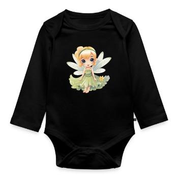 Douce fée avec magie féerique pour les enfants et les dames - Body Bébé bio manches longues - noir - Devant