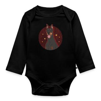 Doberman Dog Owner Dog Gift - Organic Longsleeve Baby Bodysuit - black - Front