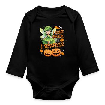 Halloween-Fee Verkleidung I don't spook, I sparkle - Baby Bio-Langarm-Body - Schwarz - Vorne