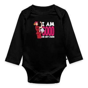 Feminismus Feministin - Baby Bio-Langarm-Body - Schwarz - Vorne