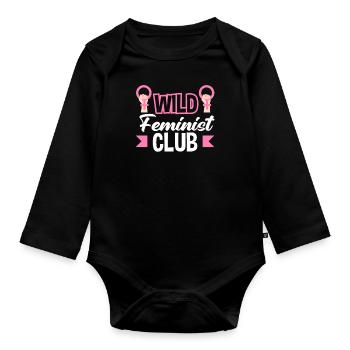 Feminismus Feministin - Baby Bio-Langarm-Body - Schwarz - Vorne