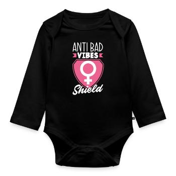 Feminismus Feministin - Baby Bio-Langarm-Body - Schwarz - Vorne