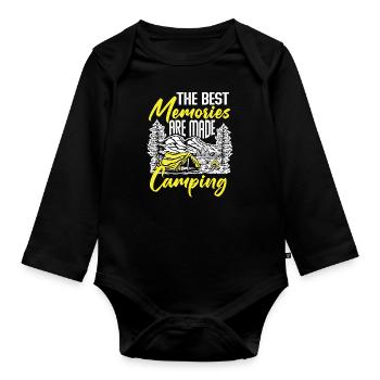 Zelten Erinnerungen Campingplatz Camping Camper - Baby Bio-Langarm-Body - Schwarz - Vorne