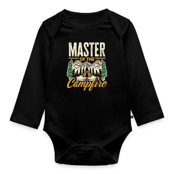 Meister Des Lagerfeuers Camping Camper - Baby Bio-Langarm-Body - Schwarz - Vorne