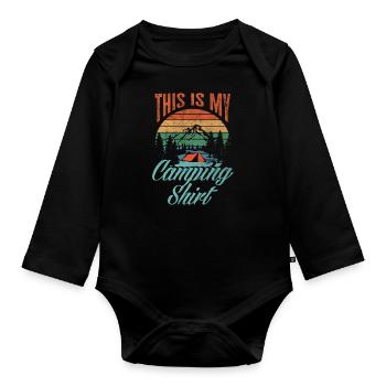 Ma Chemise Camping Retro Camper Camping - Body Bébé bio manches longues - noir - Devant