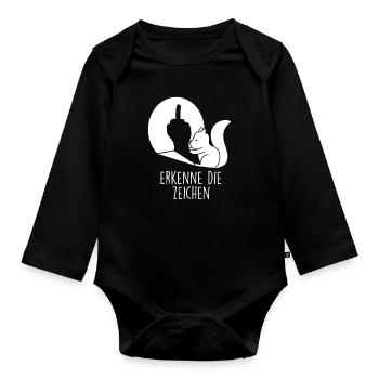 Eichhörnchen Mittelfinger Erkenne die Zeichen - Baby Bio-Langarm-Body - Schwarz - Vorne