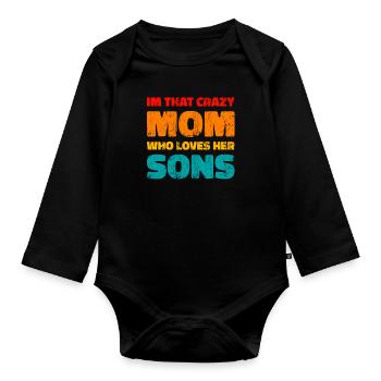 Maman Mère Fils - Body Bébé bio manches longues - noir - Devant