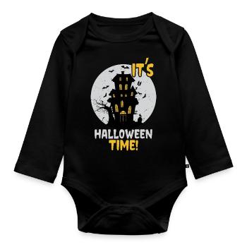 C’est l’heure d’Halloween: Maison hantée et château hanté - Body Bébé bio manches longues - noir - Devant