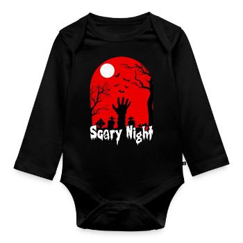 Scary Night Halloween - Zombie Hand auf Friedhof - Body Bébé bio manches longues - noir - Devant