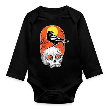 Elegant skull creepy Halloween design - Organic Longsleeve Baby Bodysuit - black - Front