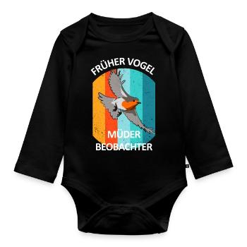 Vogelbeobachtung Vögel Beobachten Birding Vogel - Baby Bio-Langarm-Body - Schwarz - Vorne