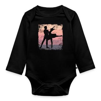 Ballett Tanz Paar Vintage Ballerina - Baby Bio-Langarm-Body - Schwarz - Vorne