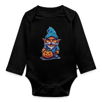 Halloween Wichtel Gnome - Organic Longsleeve Baby Bodysuit - black - Front