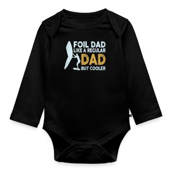 Foil Dad Wing Foil Wingsurfing Foil Wing - Organic Longsleeve Baby Bodysuit - black - Front