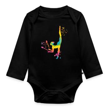 Gymnast with clubs Rhythmic gymnastics - Organic Longsleeve Baby Bodysuit - black - Front