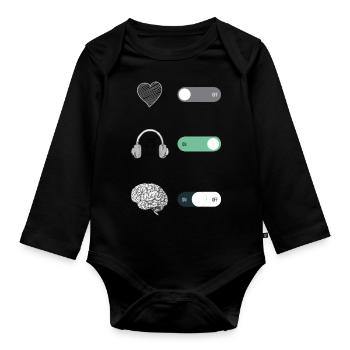 BOUTON MOBILE SYMBOLE SMARTPHONE - Body Bébé bio manches longues - noir - Devant