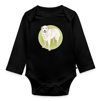 Chien de montagne des Pyrénées Chien de Montagne Chien Cadeau Propriétaire - Body Bébé bio manches longues - noir - Devant