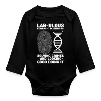 Forensischer Wissenschaftler und Kriminallabor - Baby Bio-Langarm-Body - Schwarz - Vorne