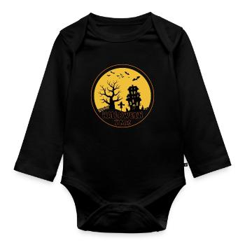 Halloween Time Creepy Halloween Haunted Castle - Organic Longsleeve Baby Bodysuit - black - Front