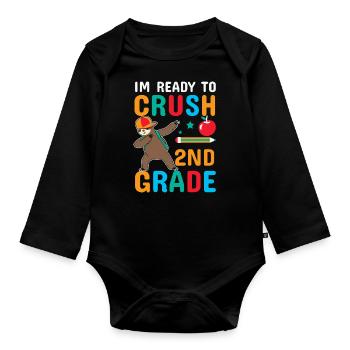 Zweite Klasse Rainbow Girls Jungen Lehrerteam 2. - Baby Bio-Langarm-Body - Schwarz - Vorne