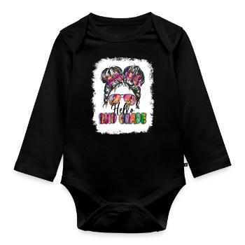 Zweite Klasse Rainbow Girls Jungen Lehrerteam 2. - Baby Bio-Langarm-Body - Schwarz - Vorne