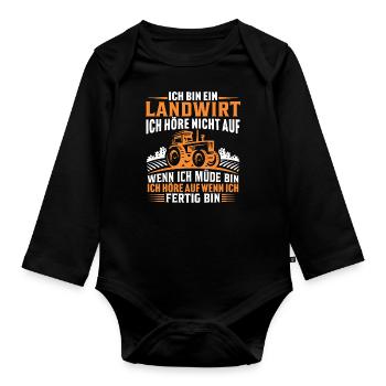 Ich bin ein Landwirt - Baby Bio-Langarm-Body - Schwarz - Vorne