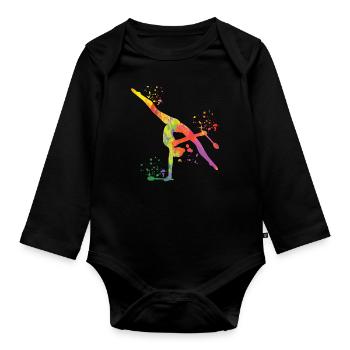 Gymnast with clubs Rhythmic gymnastics - Organic Longsleeve Baby Bodysuit - black - Front