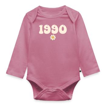 1990 - Gift born in 1990 - Organic Longsleeve Baby Bodysuit - mauve - Front