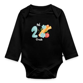 Second Grade Rainbow Girls Boys Teacher Team 2nd - Organic Longsleeve Baby Bodysuit - black - Front