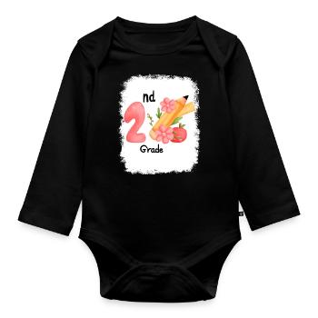 Zweite Klasse Rainbow Girls Jungen Lehrerteam 2. - Baby Bio-Langarm-Body - Schwarz - Vorne