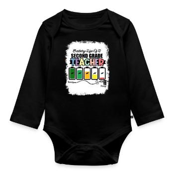 Second Grade Rainbow Girls Boys Teacher Team 2nd - Organic Longsleeve Baby Bodysuit - black - Front
