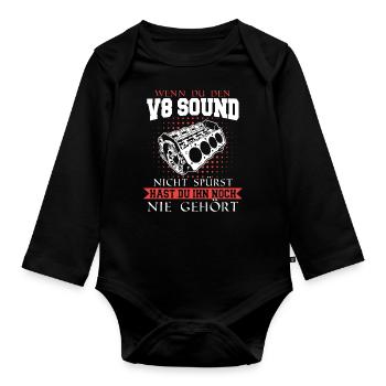 V8 Motor 8 Zylinder Hubraum Auto Tuning Tuner - Baby Bio-Langarm-Body - Schwarz - Vorne