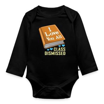 Book Happy Summer Day Of School Class Love - Organic Longsleeve Baby Bodysuit - black - Front